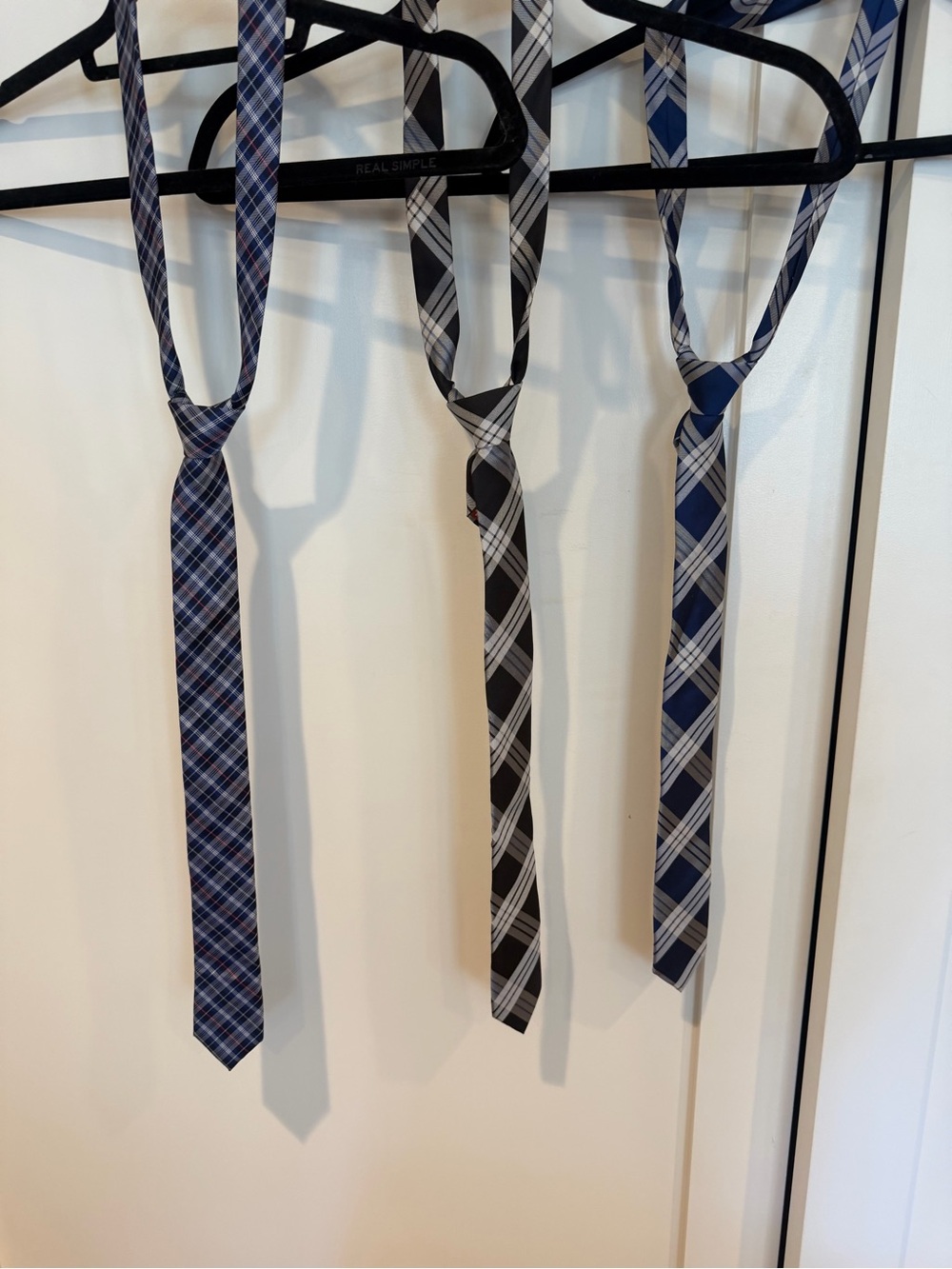 3 Original Penguin Plaid Skinny Ties in Blue, Black and Gray